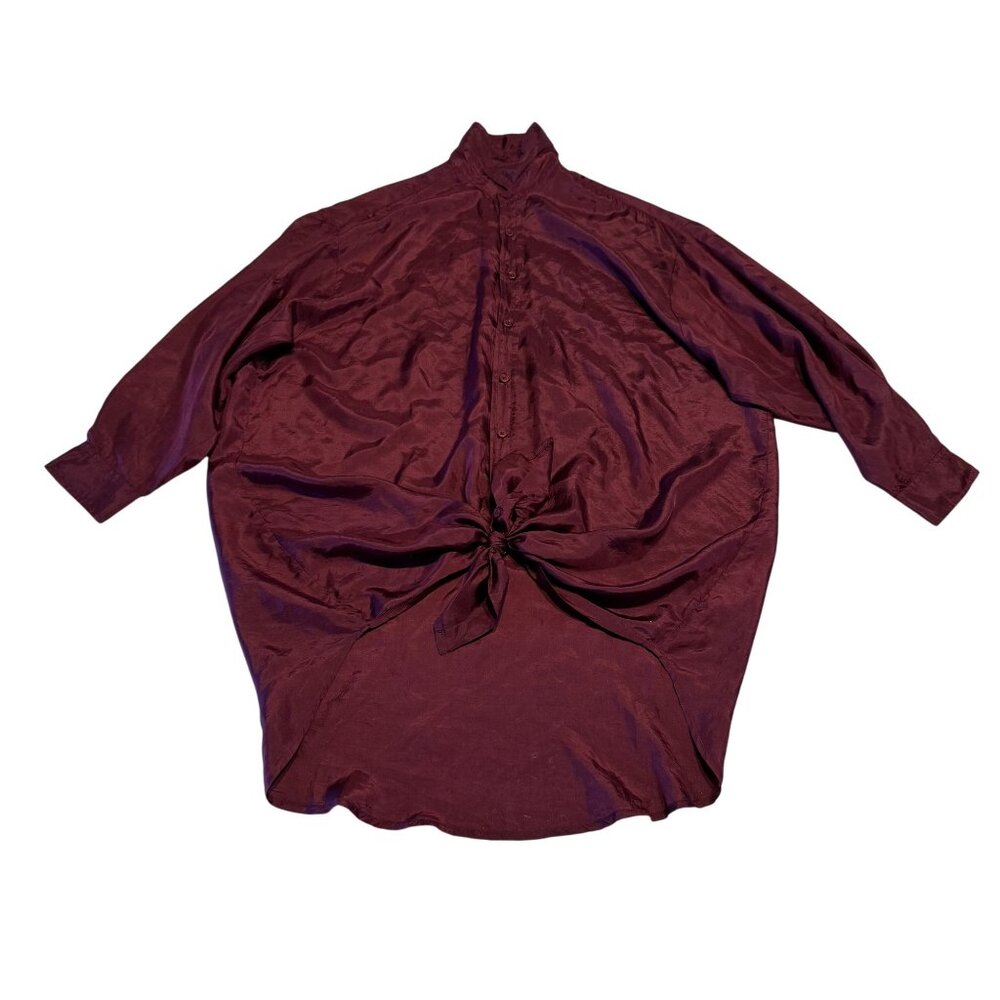 Mes Demoiselles Dorian 100% Silk Short Sleeve Knot Front Top Women's Size FR 40